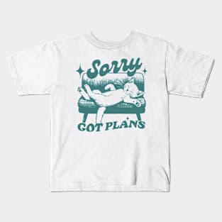 Sorry Got Plans Retro Graphic T-Shirt, Vintage Unisex Adult T Shirt, Vintage Kitten T Shirt, Nostalgia Cat Kids T-Shirt